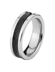 7mm Black Carbon Fiber Cobalt Free Tungsten Carbide Comfort-Fit Wedding Ring... by The World Jewelry Center