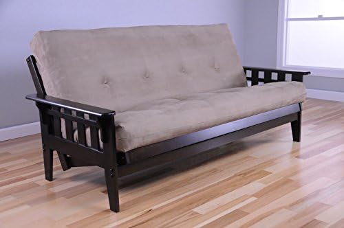 Wooden Futon Mission Style Espresso Java Dark Brown Wood Frame with Full Size Mattress and Optional Drawers for Storage