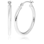 Duragold 14k White Gold Diamond-Cut Hoop Earrings, (0.7" Diameter)