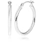 14k White Gold Diamond-Cut Hoop Earrings