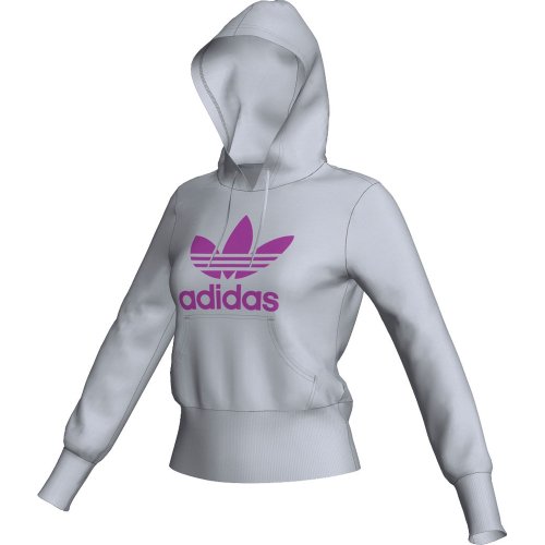 Adidas Damen Hoodie Trefoil, clear grey s12/ultra purple s12, 36, X33500