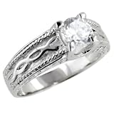 Celtic Engraved Sterling Silver With Cz Promise Right Hand Ring