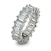 Eve's Addiction Sterling Silver Baguette Cut Diamond CZ Wedding Band
