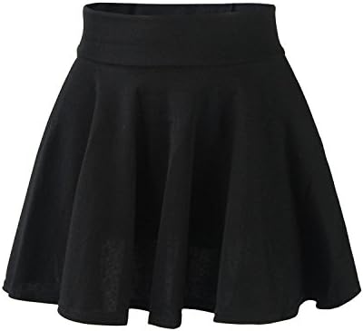 FUNOC Women's High Waist Plain Pleated Flared Mini Skater