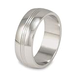 Stainless Steel Ring with Grooved Lines (7.9 mm) - Sizes 8-13