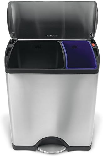 Rectangular Step Brushed Stainless Steel 12 gal./ 46L Recycler Trash Can