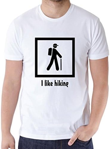 Lovelytt Men's Tee Tee Shirts Hiking Backbag Tshirt White Size Large