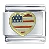 Low price Usa Flag Heart Italian Charm Bracelet