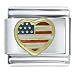 Usa Flag Heart Italian Charm Bracelet