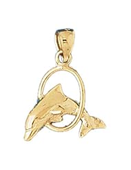 Dazzlers Solid 14 karats gold Dolphin Charm Pendant Available in three colors from jewelsberry (weights: 1.4 grams only)