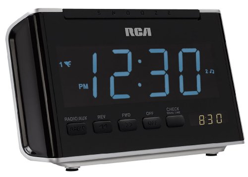 RCA RC46 AM/FM Alarm Clock Radio with Large Blue LED Display (Black)