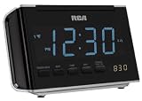 RCA RC46R AM/FM Alarm Clock Radio with Large Blue LED Display (Black)