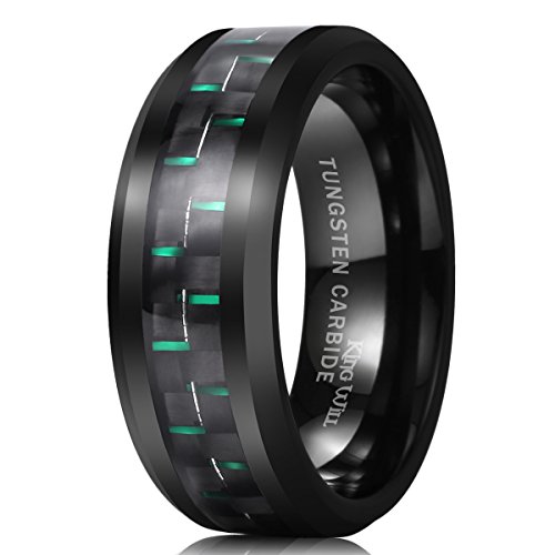 King will tungsten 8mm black and green carbon fiber inl…
