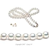 AAA Quality 18 Inch Round 6-6.5mm White Akoya SaltWater Cultured Pearl Necklace & Earrings Set