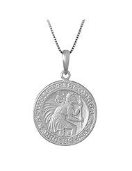 Sterling Silver Saint Christopher Protect Us Medal Necklace Pendant with Box Chain
