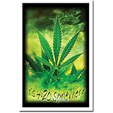 (23x35) Marijuana Pot Leaf It's 4:20 Somewhere Flocked Blacklight Poster Print
