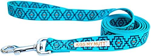 Kiss My Mutt Geo Pattern Leash - Electric Blue - Medium/Large