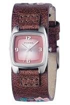 Fossil Ladies Trend Embroidered Leather Strap Watch With Champagne Dial