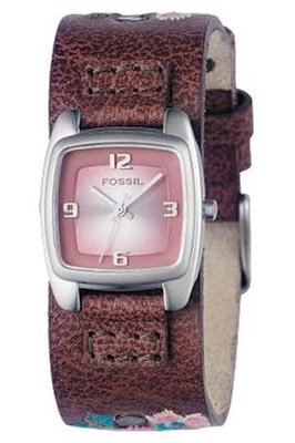 Fossil Ladies Trend, Genuine Leather Embroidered Strap, Champagne Dial