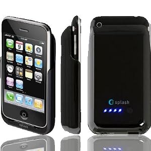 splash O2 Juice Pack Case & 2000mAh Extended Rechargeable Battery for iPhone 3G 3GS (Black)