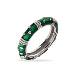 Eve's Addiction Designer Style Stackable Emerald Green Enamel Ring