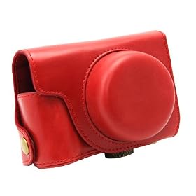 Protective Camera Case Bag Cover Protector for Panasonic Lumix DMC-GF5 GF 5 Camera / 14mm Lens / Detachable With Shoulder Strap & Tripod Mount Hole / Soft Layer RED
