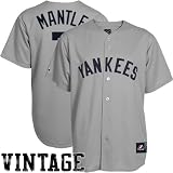 MLB Mickey Mantle New York Yankees 1927 Adult Short Sleeve Synthetic Replica Jersey (Yankee Grey, X-Large)