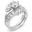 Cubic Zirconia Silver Wedding Ring Set - size 5