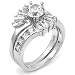 Sterling Silver Cubic Zirconia CZ Wedding Engagement Ring Set