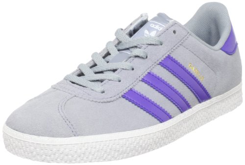 adidas gazelles -adidas Originals Gazelle 2 Retro Sneaker (Little Kid/Big Kid),Silver/Dark Purple/White,6 M US Big Kid
