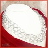 14K White Gold Textured & Hammered Oval Link Necklace