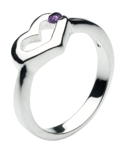 Dew Damen-Ring versilberter offenes Herz & violetter Zirkonia Stein SP18808PC Preisvergleich
