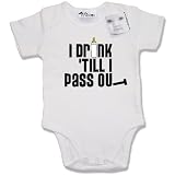 Dirty Fingers - I drink 'till I pass out - Baby & Toddler Short Sleeve Bodysuit / BabyGrow, 0-3 months, White