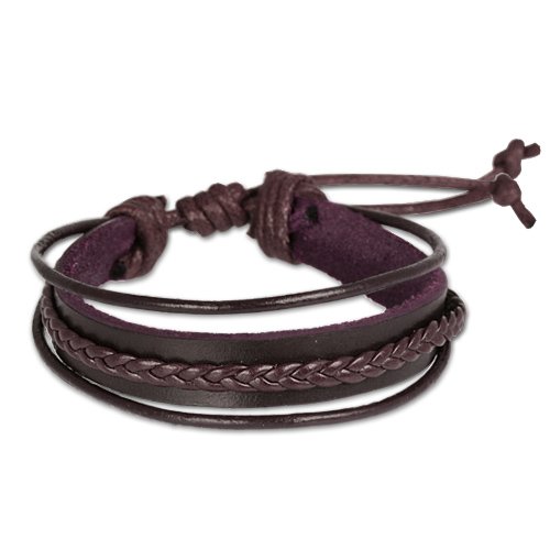 SilberDream Leather Bracelet brown with Knurlings fits sizes greater than 7'' Men Leather Bracelets genuine Leather LA1187