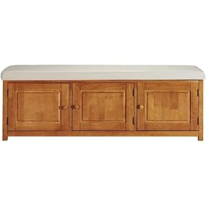 Mission - style Storage Bench With 3 Doors, THREE-DOOR, LIGHT CHERRY