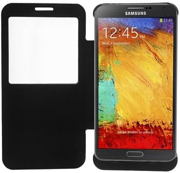 LifeCHARGE Rechargeable 3200mah Backup Battery Charger Power Case with Flip Cover and Integrated Media Kickstand for Samsung Galaxy Note 3 /Note III /N9000-Black- 365 Days LifeCHARGE Warranty (Non Retail Packaging)