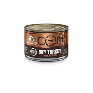 Wellness CORE Natural Grain Free Wet Canned Dog Food, 95% Turkey with Spinach Recipe, 6-Ounce Can (Pack of 24)