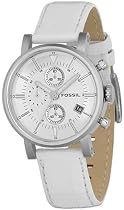 Fossil Ladies White Leather Chronograph Watch - ES1794