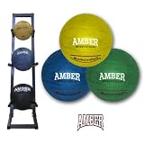 Amber Sports Medicine Ball Set with rack. (4, 6 & 8 lb. Balls) RMB-3SET