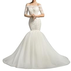 Strapless Elbow Length Sleeves Lace-Up Mermaid  Dress with a Brush/Sweep Train 