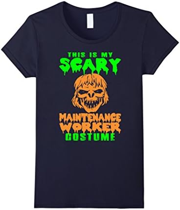 Women's My Scary Maintenance Worker Costume Halloween T Shirt Large Navy