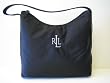 Lauren by Ralph Lauren Signature Shoulder Bag in Black with Silver Stitching (LARGE)