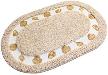 Licheng Seashell Pattern Oval-shaped Microfiber Polyester Bathroom Rugs for bedroom (19.6inch By 31.5inch, Yellow)