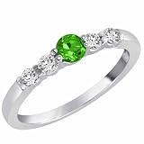 Platinum 5 Stone Center Graduated Peridot and Diamond Band Ring (2/5 ctw)