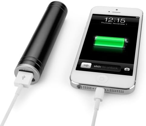 Universal Smartphone Portable USB Battery Charger with Flashlight - 2,600 mAh Rechargeable Li-ion Smartphone Battery Travel Charger w/ LED Flashlight (Jet Black)