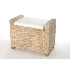 Dekoratives Sitzb�nkchen mit Truhe, Maisstroh auf Metallrahmen, brown washed, ca. 61 x 35 x 35 cm