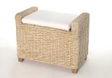 Dekoratives Sitzb�nkchen mit Truhe, Maisstroh auf Metallrahmen, brown washed, ca. 61 x 35 x 35 cm
