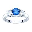 3 Diamond Anniversary Ring 2 ct. in 14K White Gold with Blue Center Diamond