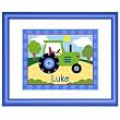 Olive Kids Trains, Planes & Trucks Personalized Tractor Framed Print (Blue)
