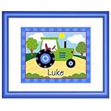 Trains, Planes and Trucks Personalized Tractor Print (blue)